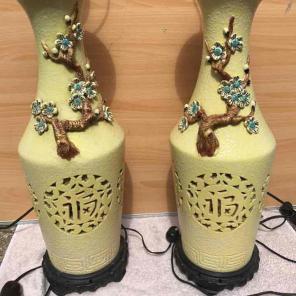 Vintage Asian script Lamp set