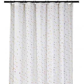 Gold and white shower curtain