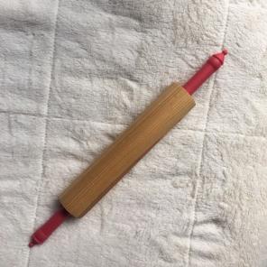 Wooden Rolling Pin w/ Red Handles