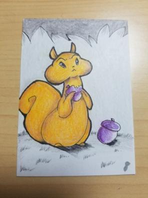 Nom Nom Squirrel Original Drawing