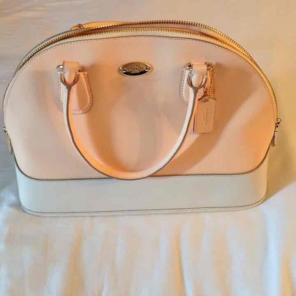 Rose gold and peach cream coach purse