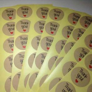 Kraft handwritten thank you stickers