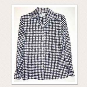 Vintage Black White Geo Print Blouse M