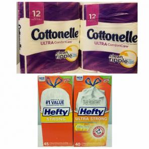 2 - Hefty 13 Trash Bags & 2 - Cottonelle
