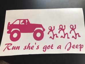 Run She's Got A Jeep Decal! Any Color