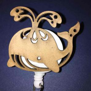 Wooden Whale ID Badge Holder Nurse RN