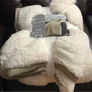 Oversized double sided wool cozy throw
