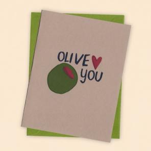 Olive You Blank Card With Envelope