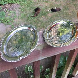 2 Vintage Irvinware Silver Serving Trays
