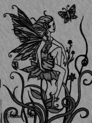 "Black and Grey Cartoon Fairy"