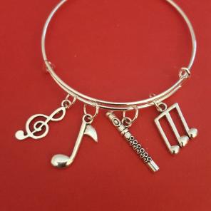 Flute Themed Charm Bracelet