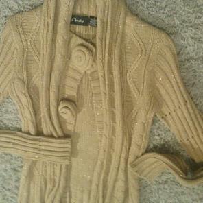 Tan and gold sparkles sweater w/scarf