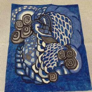 Blue abstract needlepoint canvas