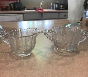 Antique Depression Glass Sugar & Creamer