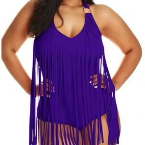 Halter swimsuit with fringe