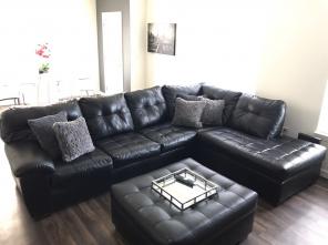 Black Leather Couch With Ottoman