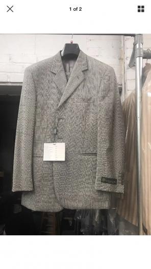New 38R Men's Gray Suit Italy 100% Wool