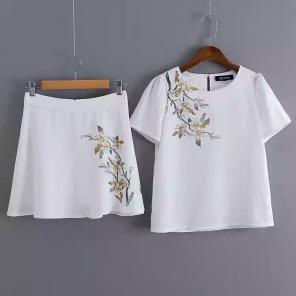 White top floral and skirt set