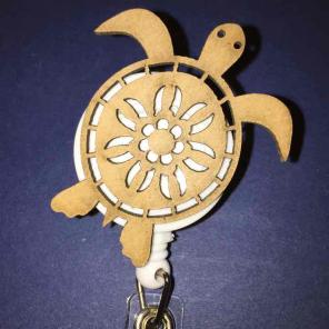 Wooden Turtle ID Badge Holder Nurse RN
