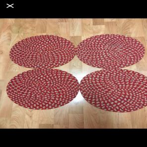 Red and Cream, Wool Chair Pads
