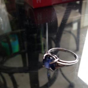 Silver Sapphire Studded Ring
