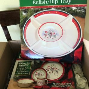 Christmas dinnerware And Relish/dip Tray
