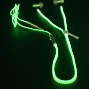 Glowing Earphones Metal Zipper Headphone