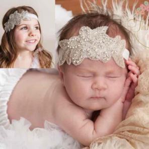 NWT Beaded Flower Baby Girl Headband