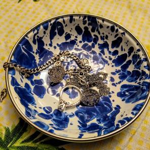 Blu and White marbled paint effect tray