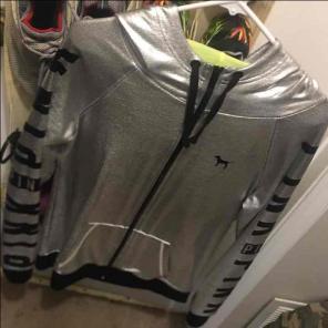 Pink full zip metallic silver