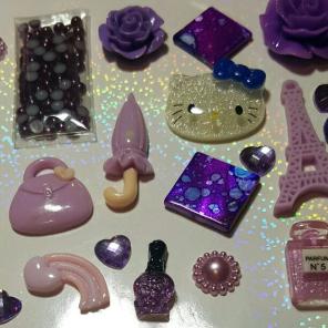 Purple kitty deco/embellishment set