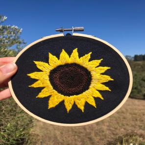 Hand Embroidered Sunflower Patch