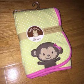 Carter's Swaddle Blanket pink/green