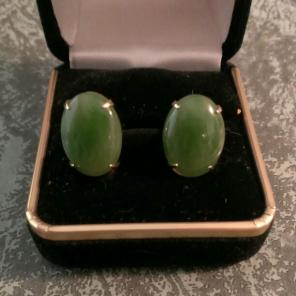 Vintage Gold Filled Jade Cufflinks