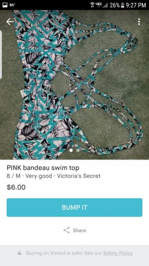 PINK bandeau swim top