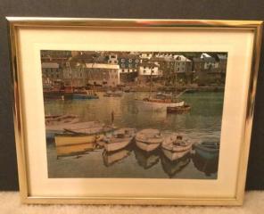 Framed Metal Etching boats 10.25x8.25"
