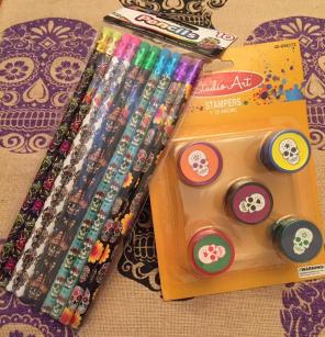 NEW Sugar Skull Pencils & Stamp Set