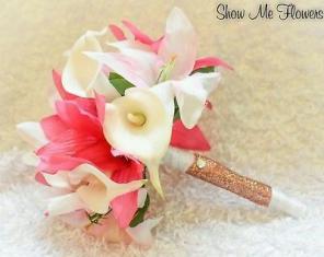 Pink and White Lily Wedding bouquet