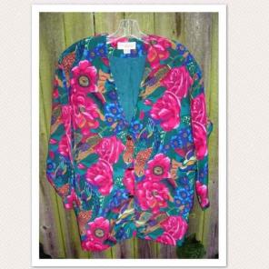 Vintage 80s Boho Silk Jacket XL