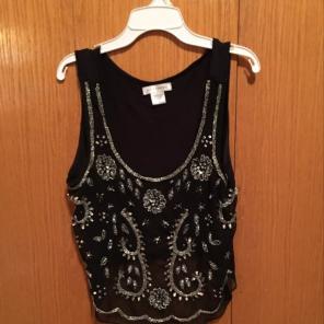 Sheer Bedazzled Black Top