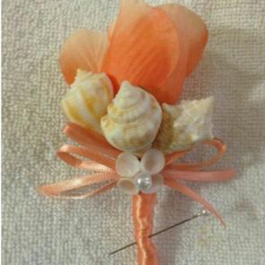 "For him" seashell wedding corsage