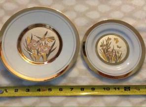 Art of Chokin set of plates 24k gold