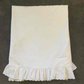White Eyelet Lace Double Bedskirt