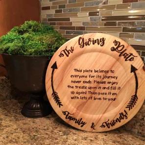 Wood burned giving plate