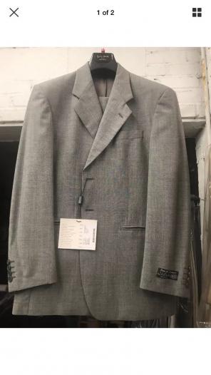 New 38R Men's Gray Suit Made 100% Wool