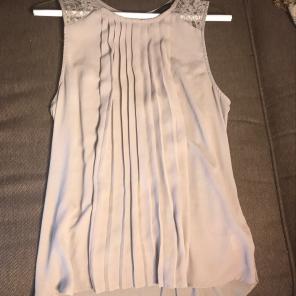 Front Pleated Lace Detail Blouse