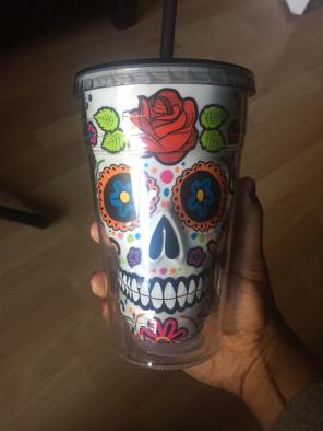 Sugar Skull Tumbler With Straw
