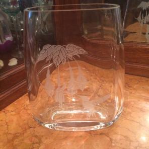 Etched Glass Or Crystal Vase From Sweden