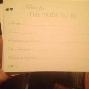 Advice for the bride cards