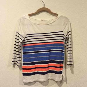 J Crew neon and blue 3/4 sleeve top XS